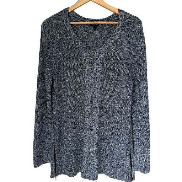 Talbots Health Blue Long Sleeve Sweater, Zipper Sides, Medium - Picture 1 of 8